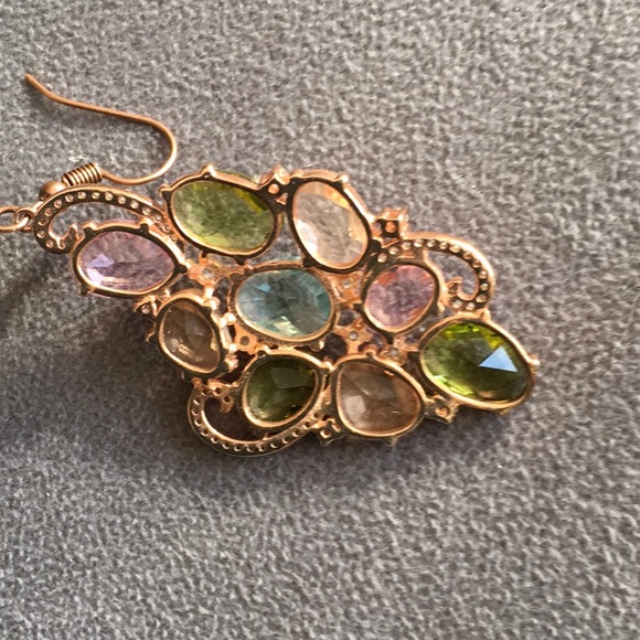 Genevieve Multi-Color CZ Cluster Earrings - Picture 4 of 4